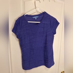 Vera Wang/ purple with an entwined silver shimmer women's short sleeve t…